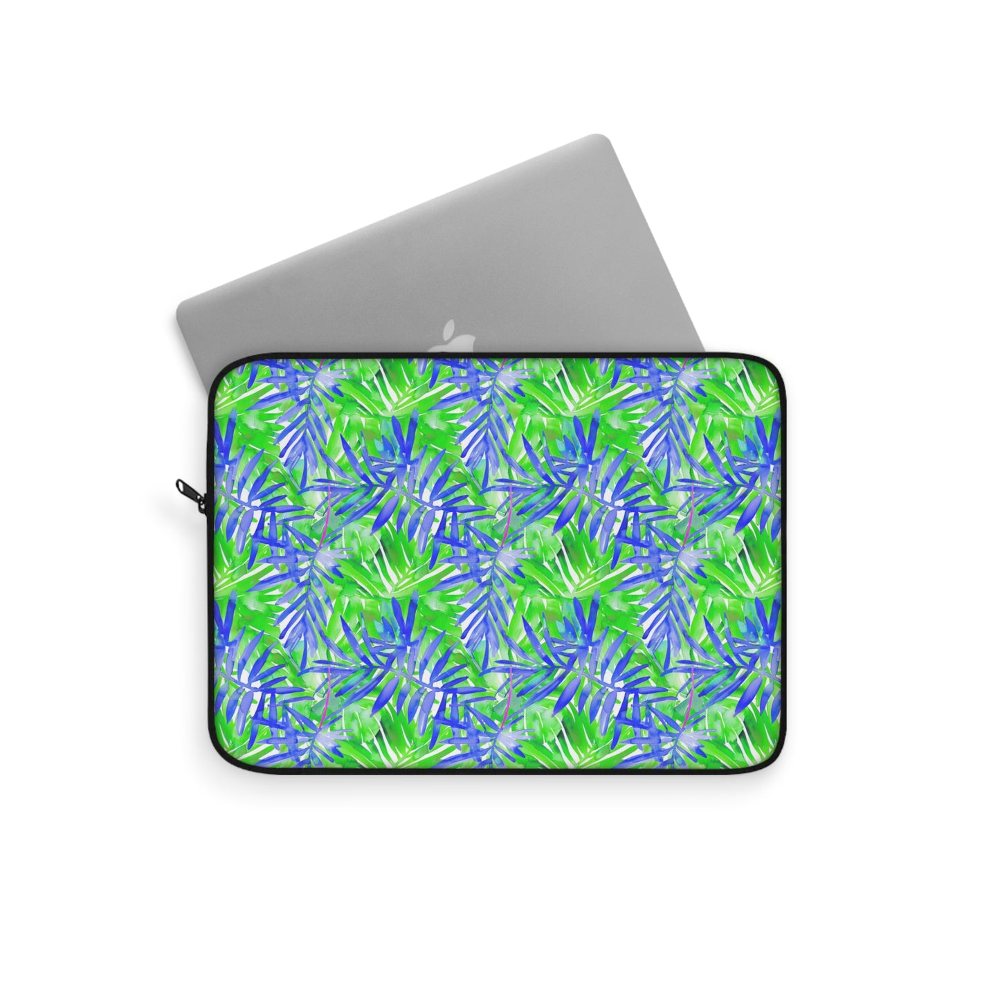 Tropical Harmony Blue and Green Palm Tree Leaves Laptop or Ipad Protective Sleeve Three Sizes Available