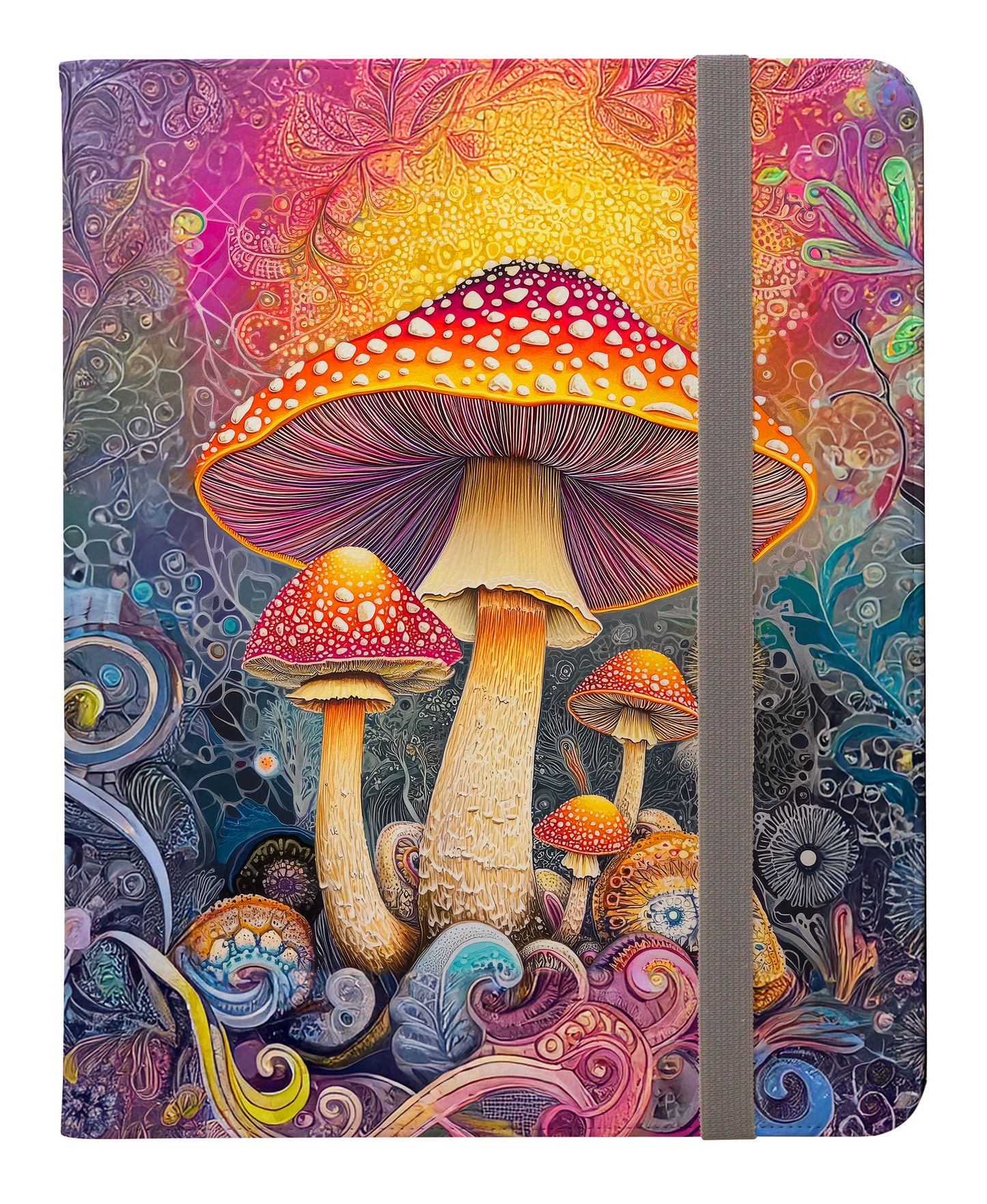 Psychedelic Forest of Vibrant Amanita Mushrooms Protective iPad Pro 11 & Pro 12.9 Protective Case and Pencil Holder