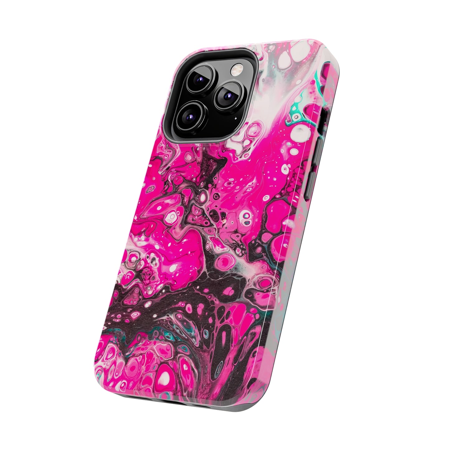 Pink, Black and White Alcohol Ink Design Iphone Tough Phone Case