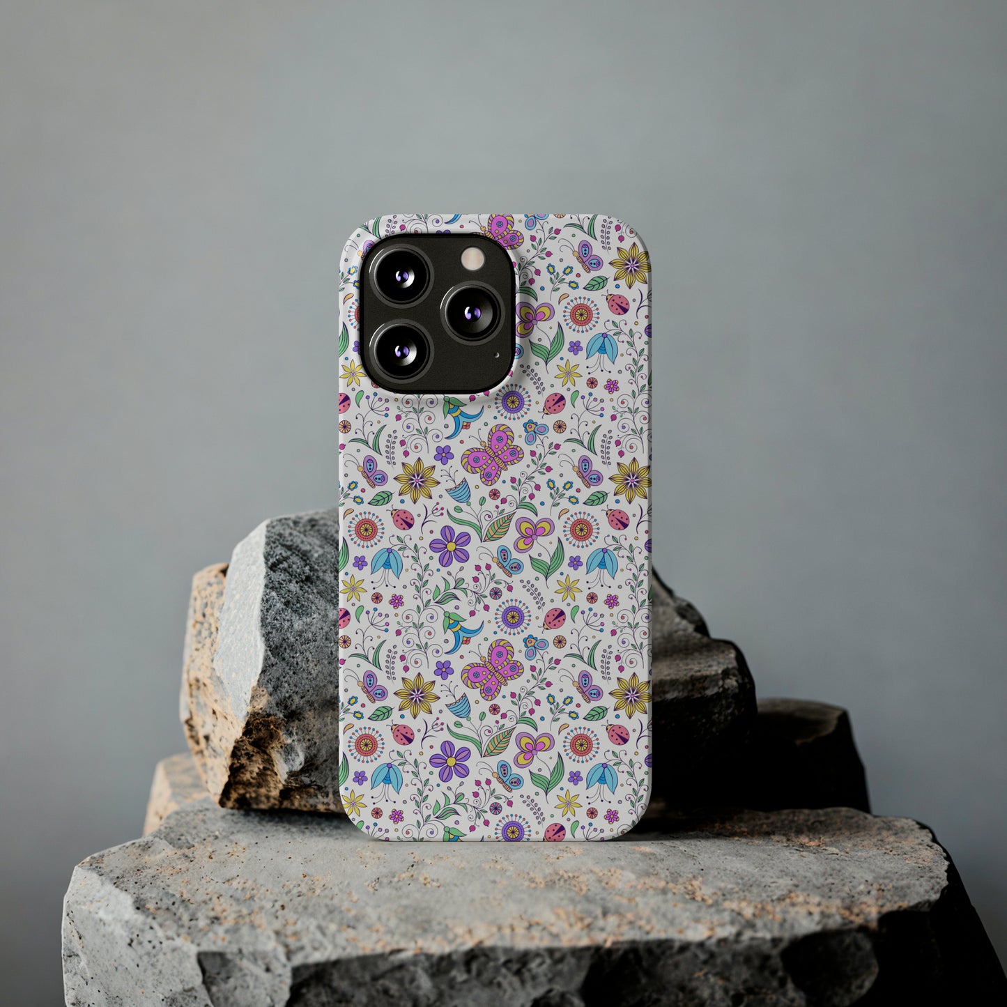 Butterflies and Flowers Iphone 15-12 Slim Phone Case