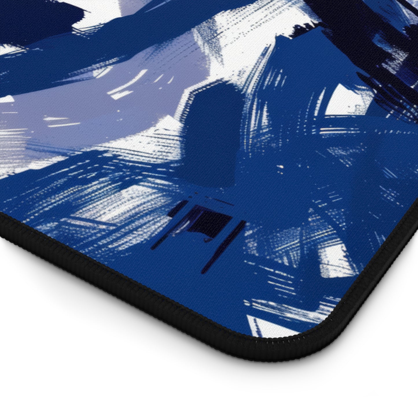 Midnight Frenzy Bold Abstract Brush Strokes in Shades of Deep Blue and White Gaming Mouse Pad  Desk Mat  - 3 Sizes