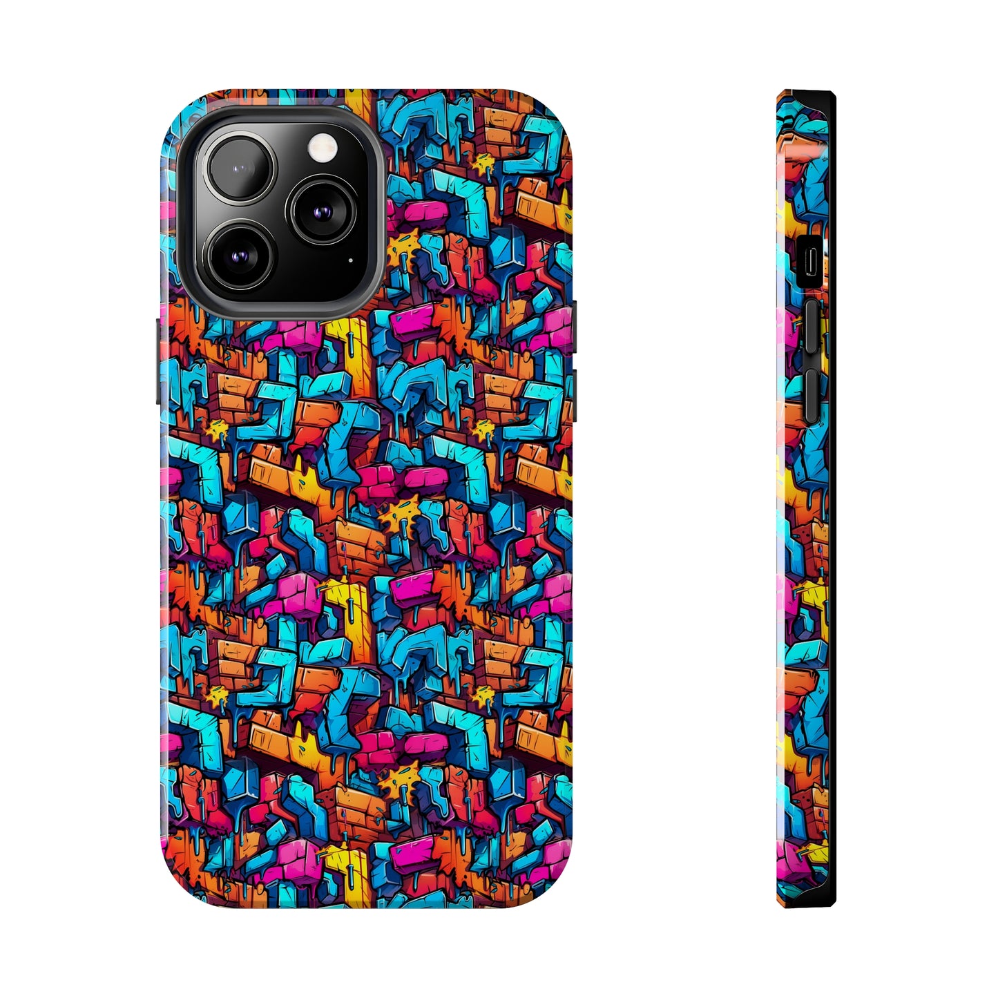 3D Rainbow Colored Graphic Blocks Design Iphone Tough Phone Case