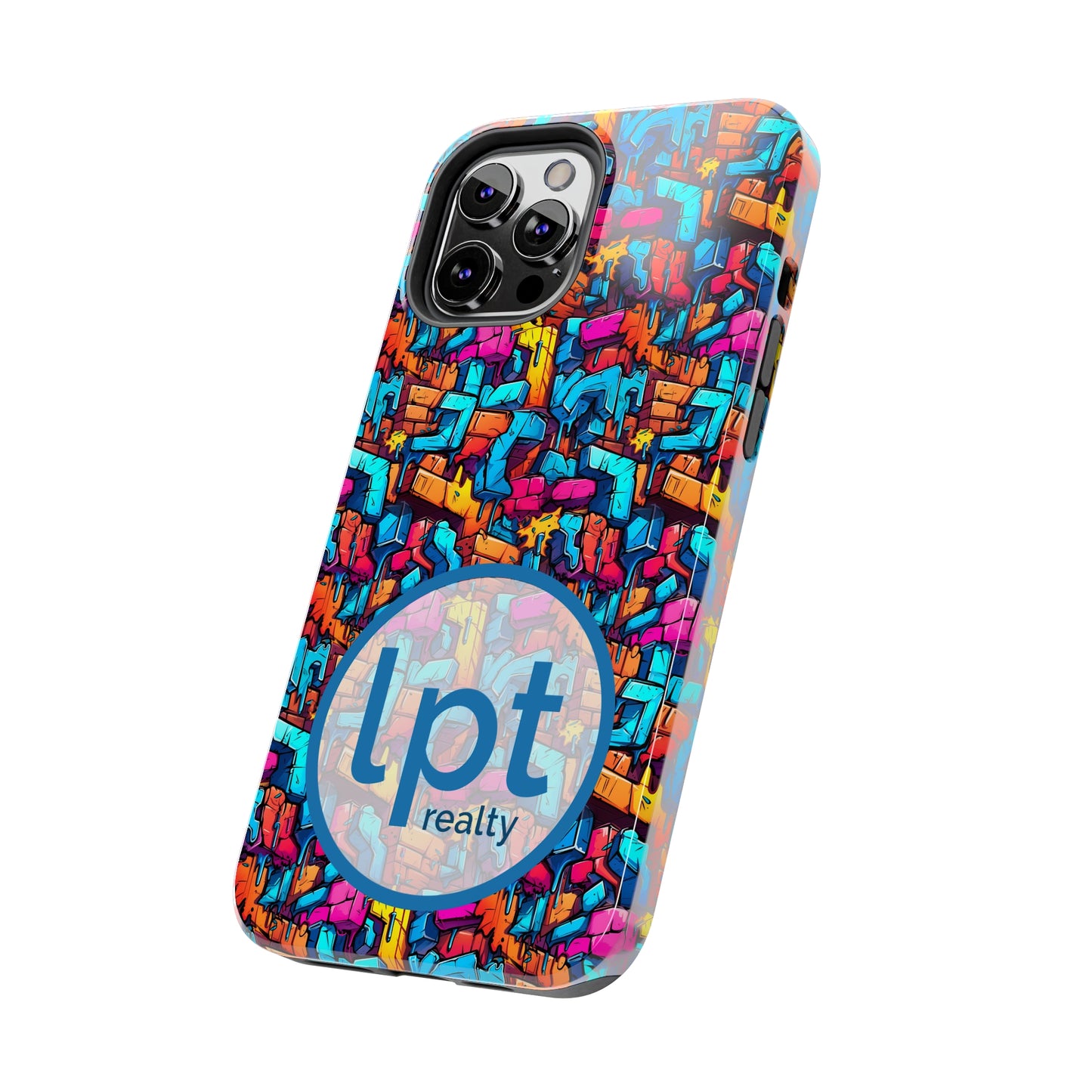 LPT Realty Logo -  3D Rainbow Colored Graphic Blocks Design Iphone Tough Phone Case