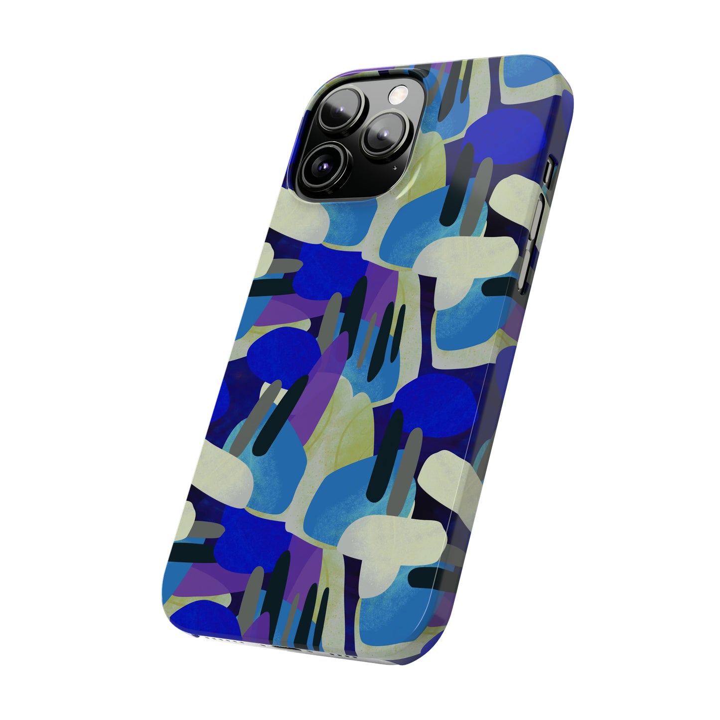 Blue, Purple and Green Abstract Design Iphone 15-12 Slim Phone Case