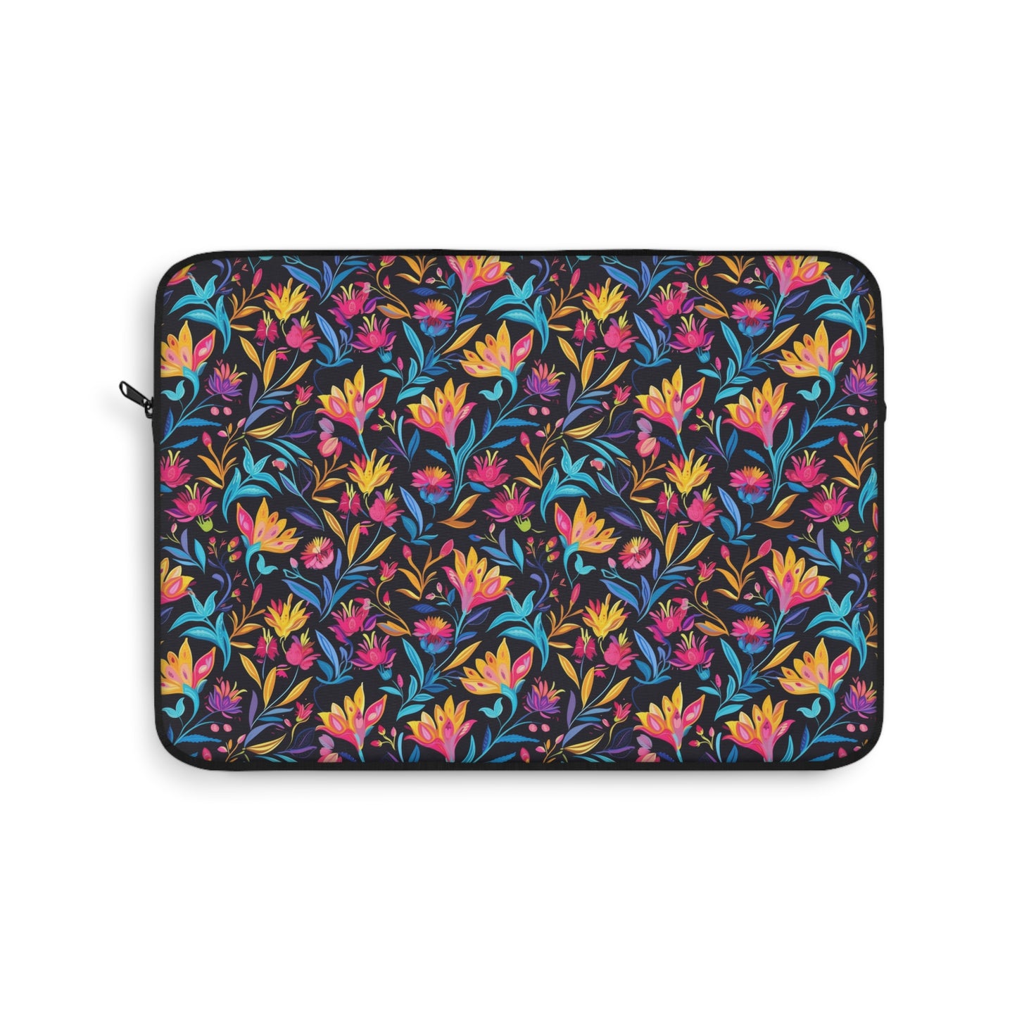 Vibrant Floral Fantasy in Midnight Garden Laptop or Ipad Protective Sleeve 3 Sizes Available