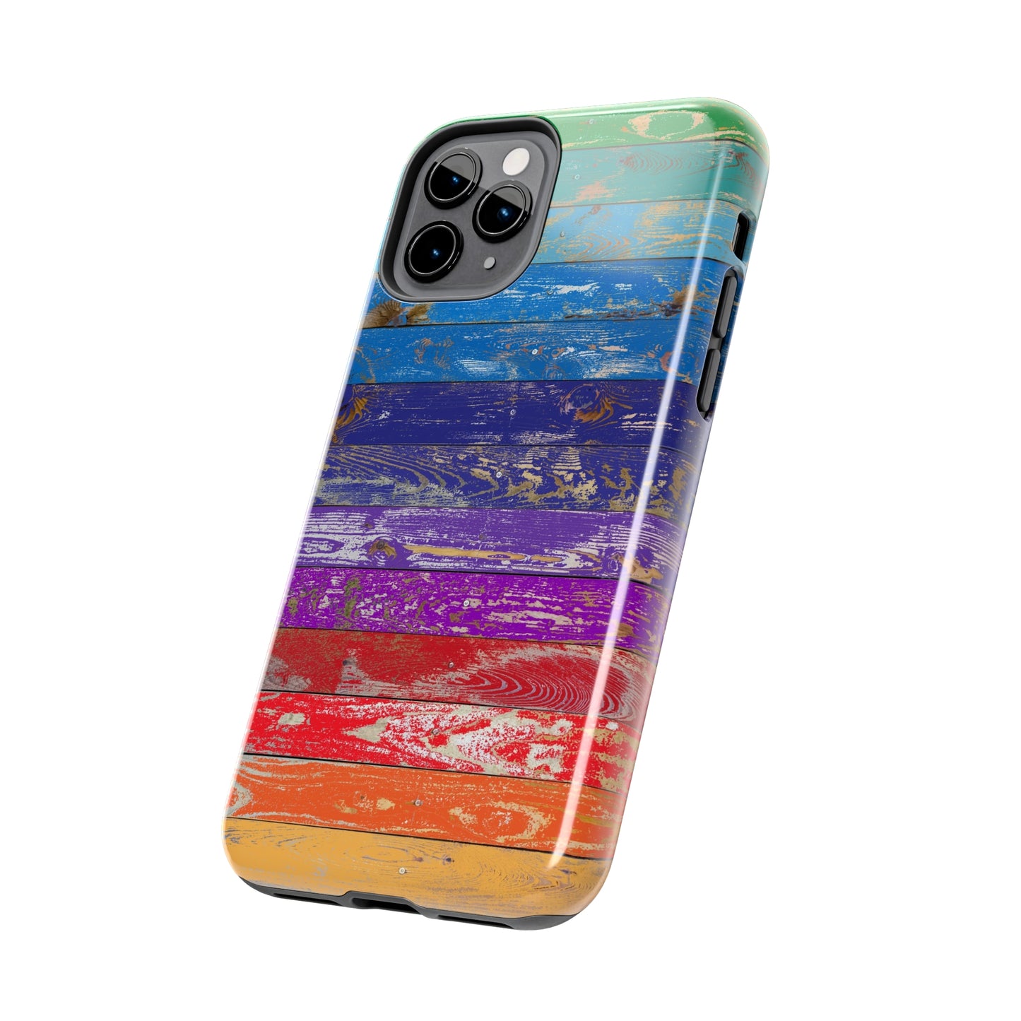 Rainbow Wood Planks Iphone Tough Phone Case