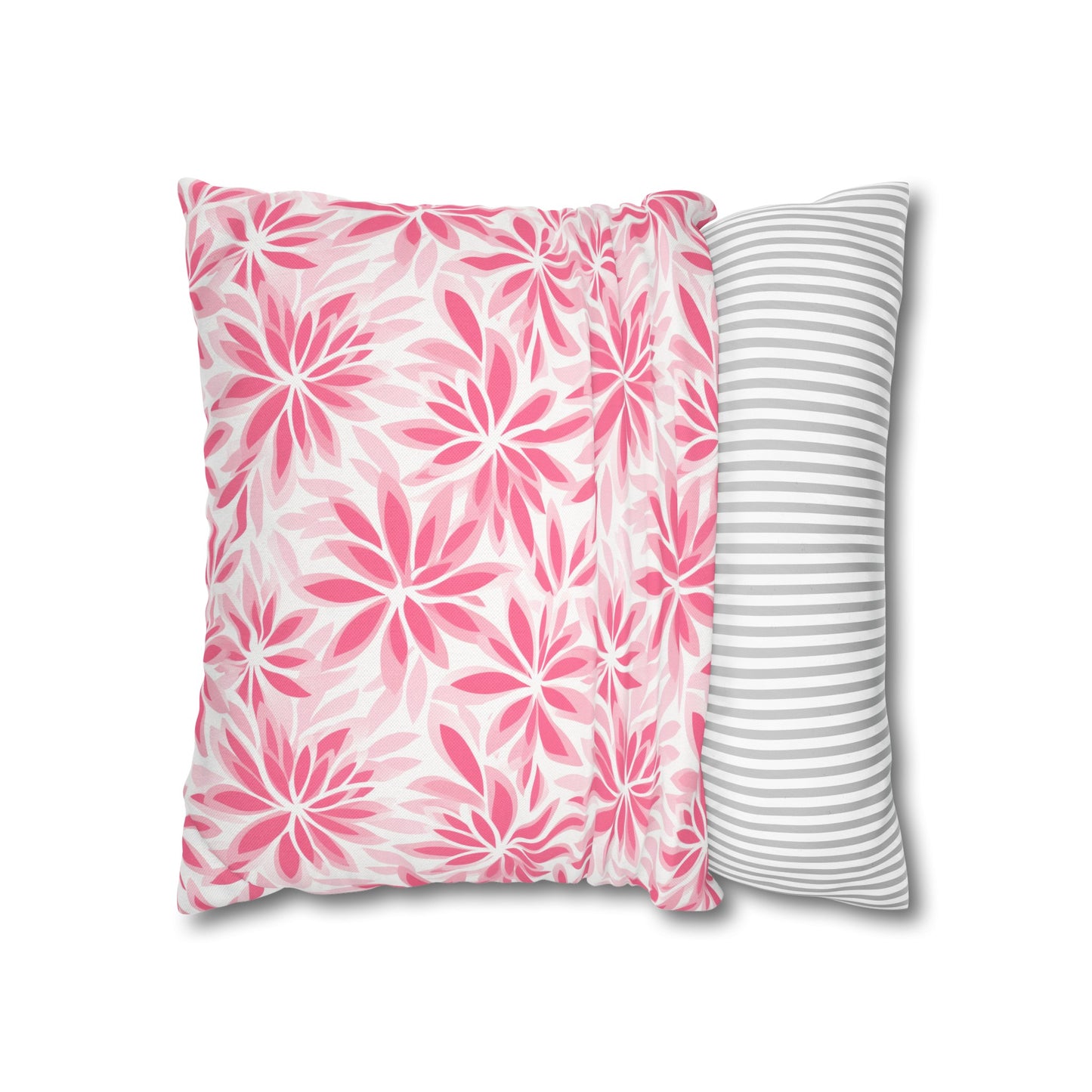 Blush Blooms Soft Pink Floral Pattern Spun Polyester Square Pillowcase 4 Sizes