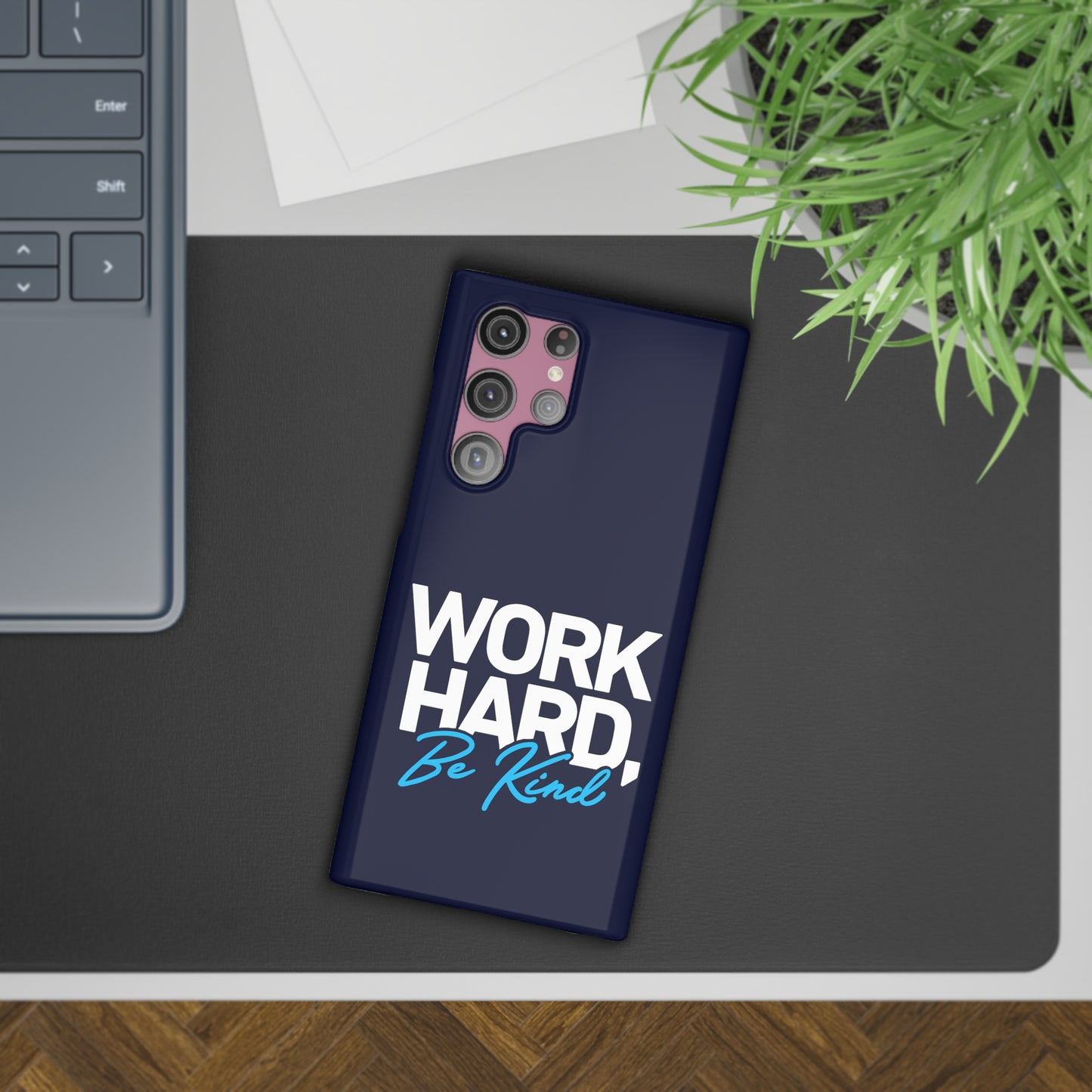 Work Hard be Kind - Navy Samsung Slim Cases