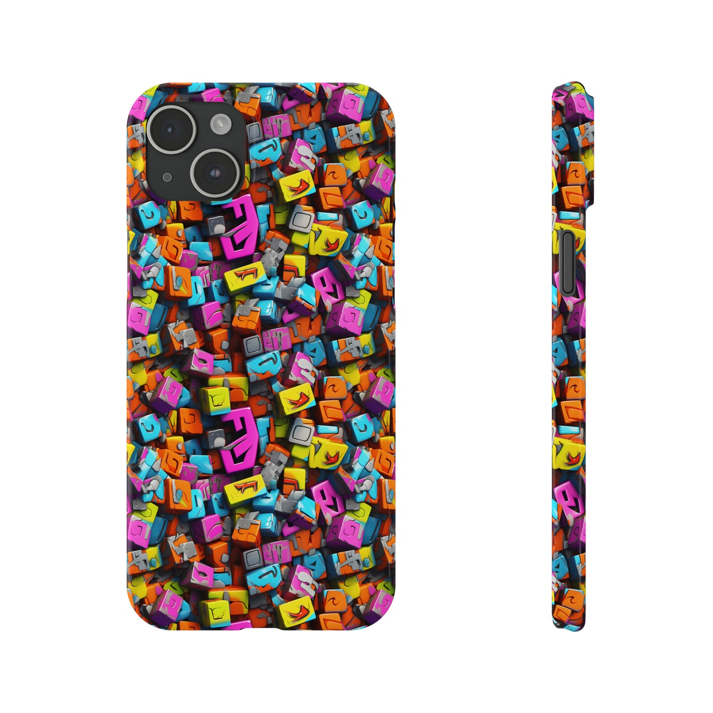 3D Abstract Colorful Block Design Iphone 15-12 Slim Phone Case