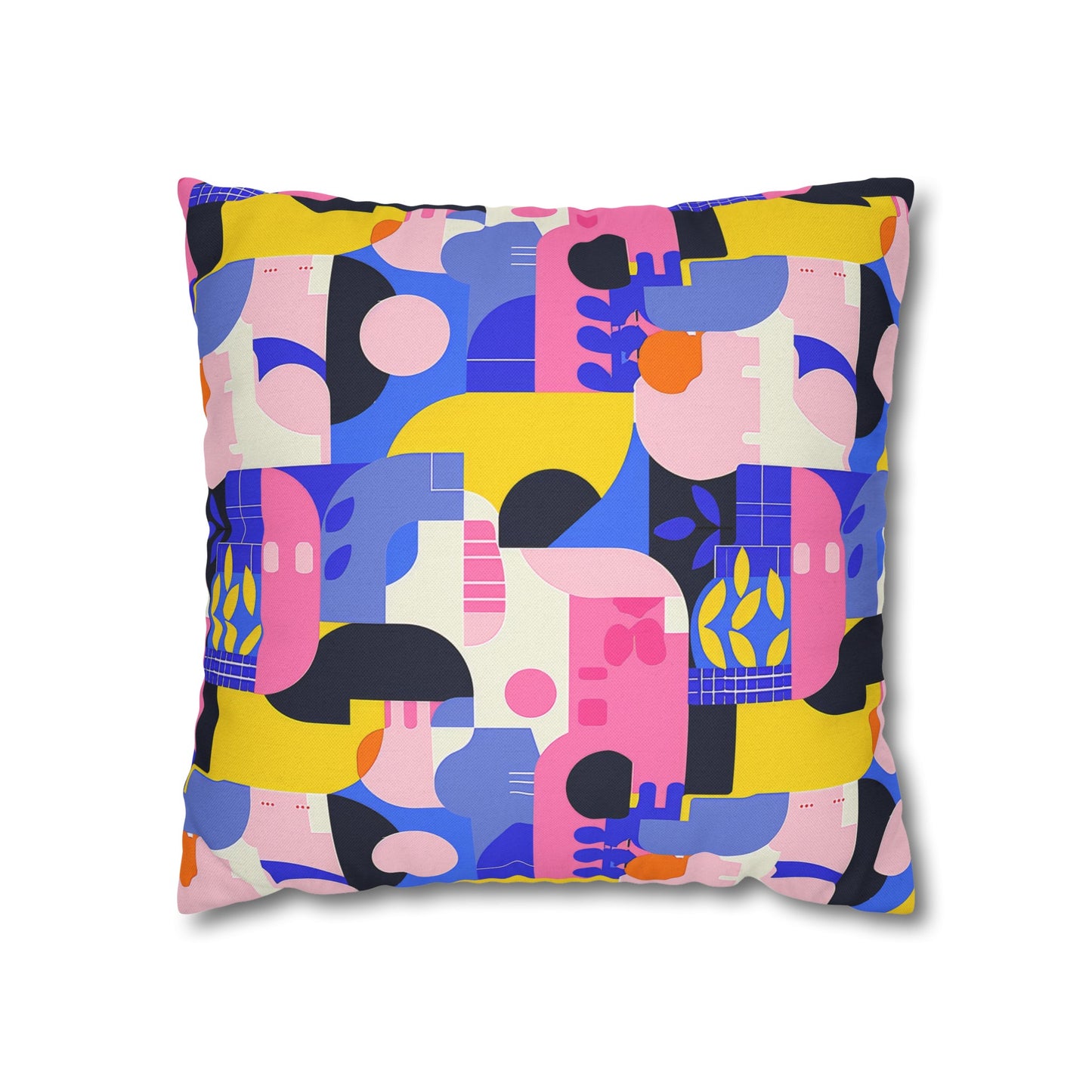 Pop Art in Vibrant Bold Geometric Colors Spun Polyester Square Pillowcase 4 Sizes