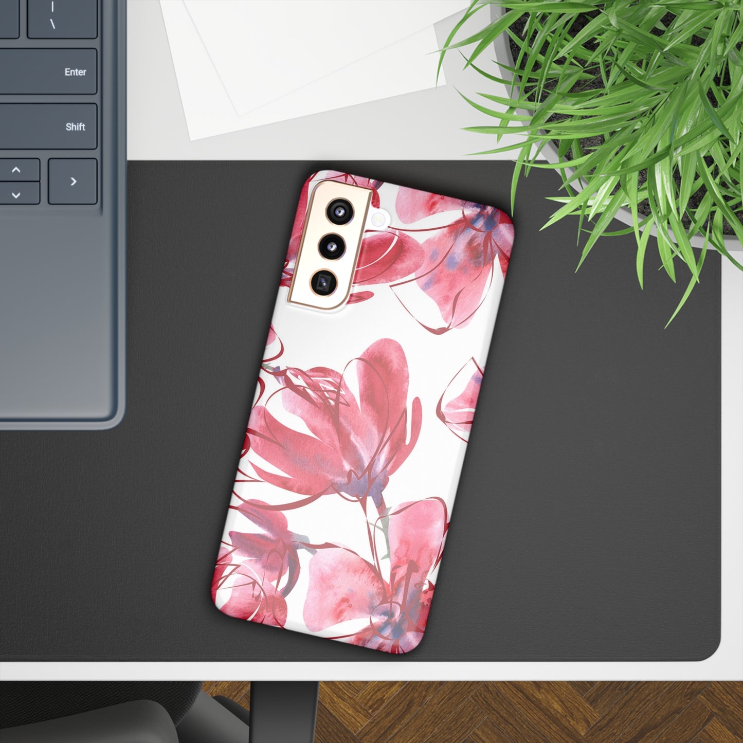 Large Pink Flower Samsung Slim Cases