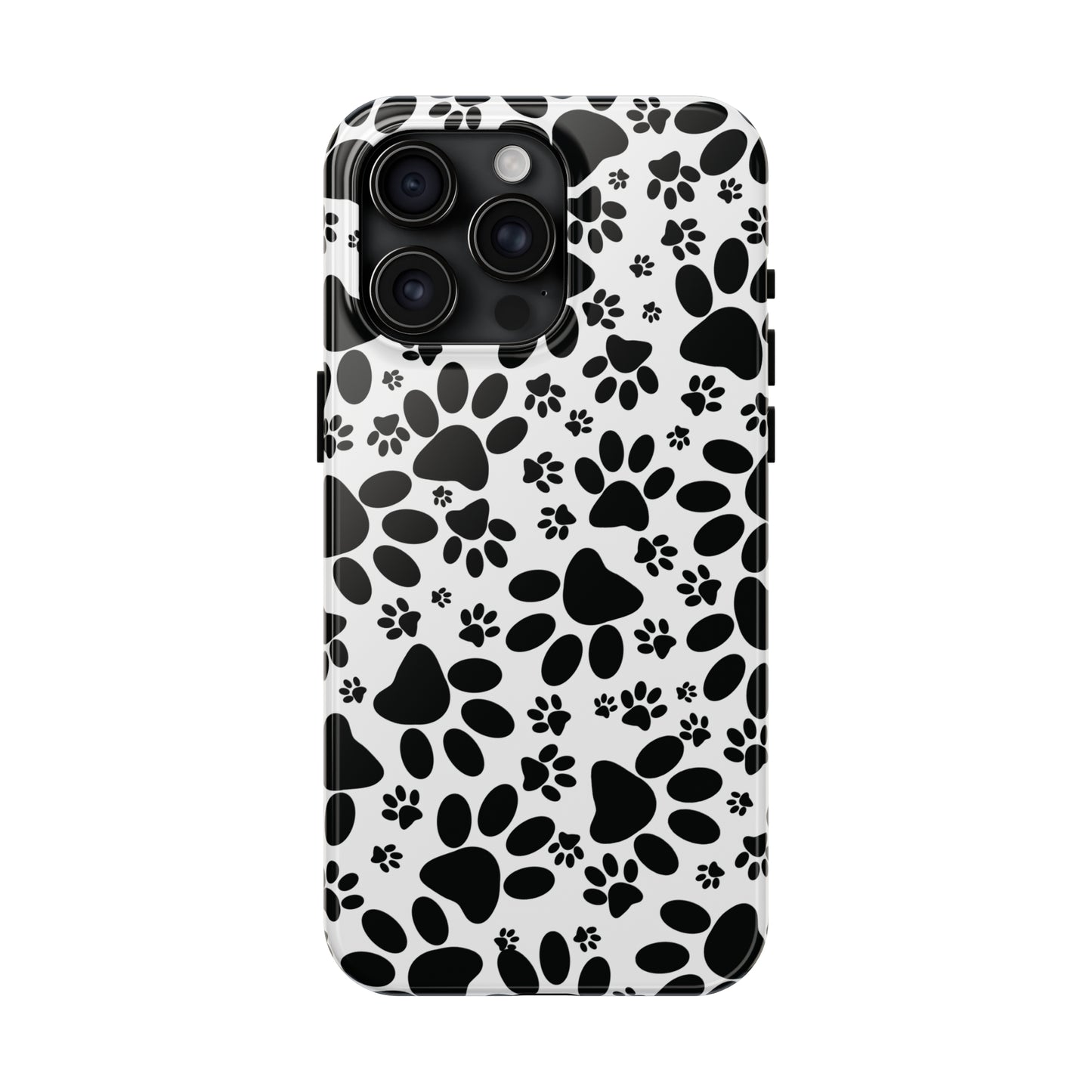 Stealthy Tracks: Black Animal Paw Prints Iphone Tough Phone Case