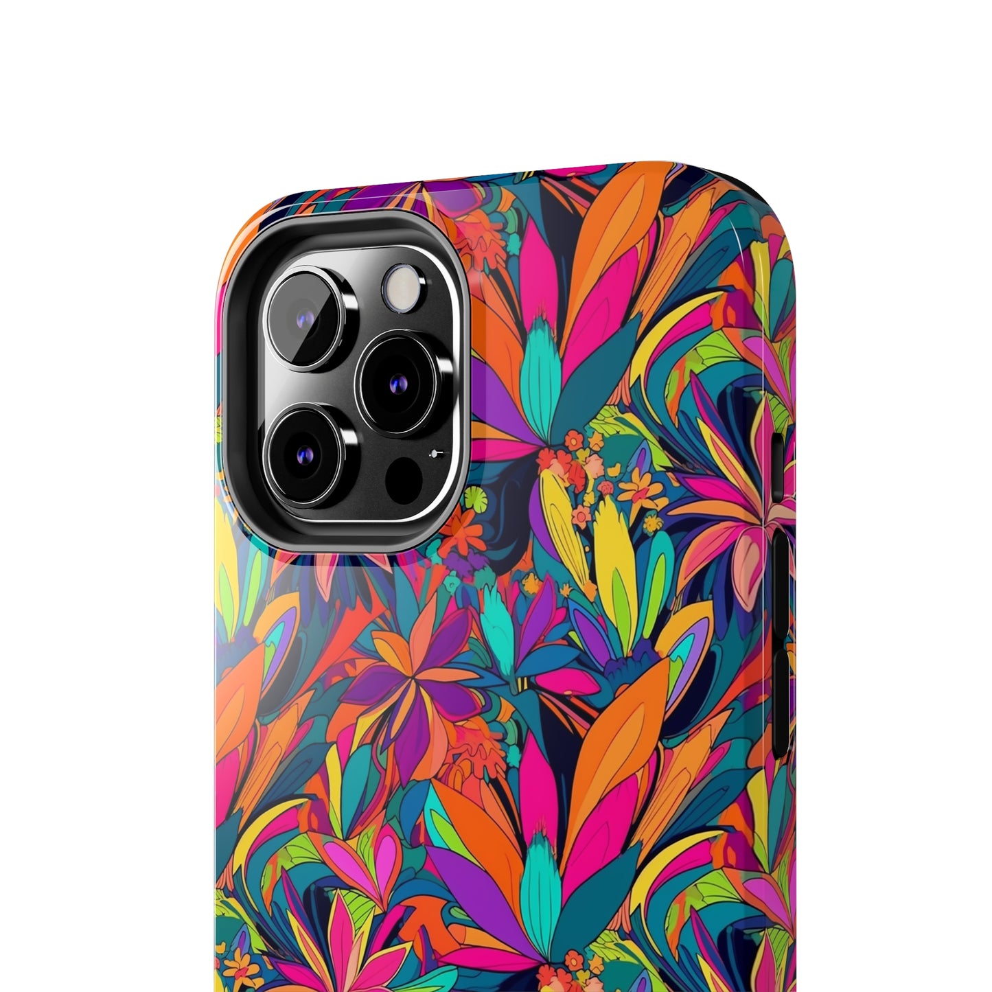 Tropical Neon Flowers Iphone Tough Phone Case