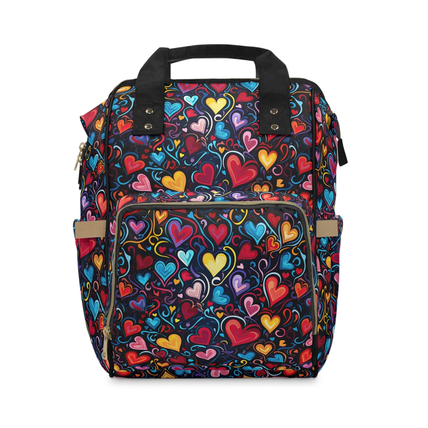 Whimsical Colorful Heart Design Multifunctional Diaper Backpack