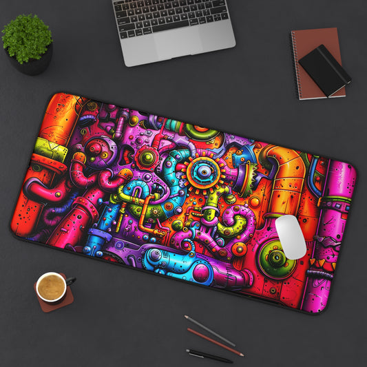 Mechanical Kaleidoscope of Vibrant Steampunk Gears and Pipes Extended Gaming Mouse Pad  Desk Mat  - 3 Sizes