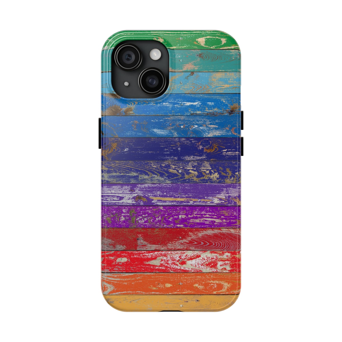 Rainbow Wood Planks Iphone Tough Phone Case