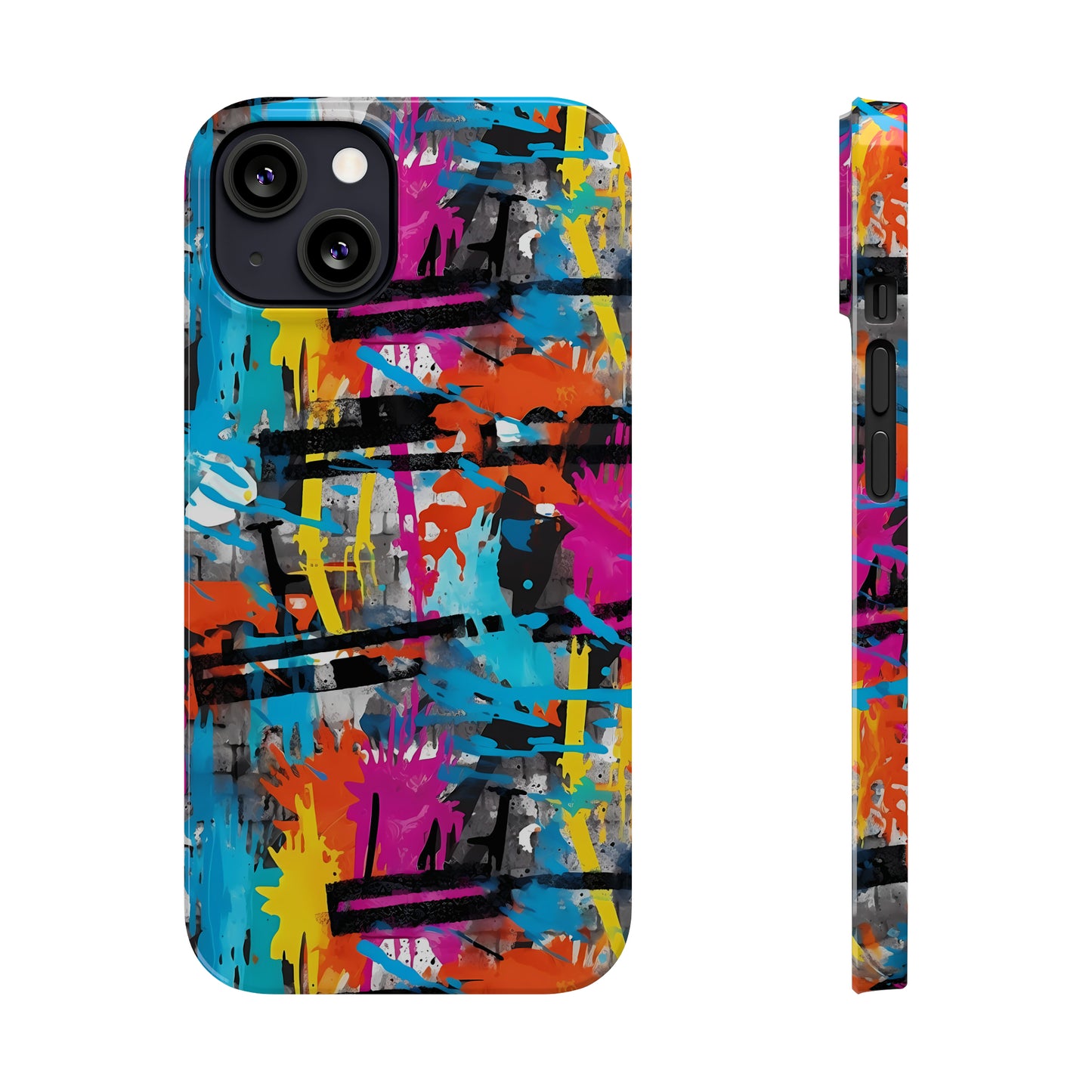 Rainbow Color Abstract Graffiti Design Iphone 15-12 Slim Phone Case