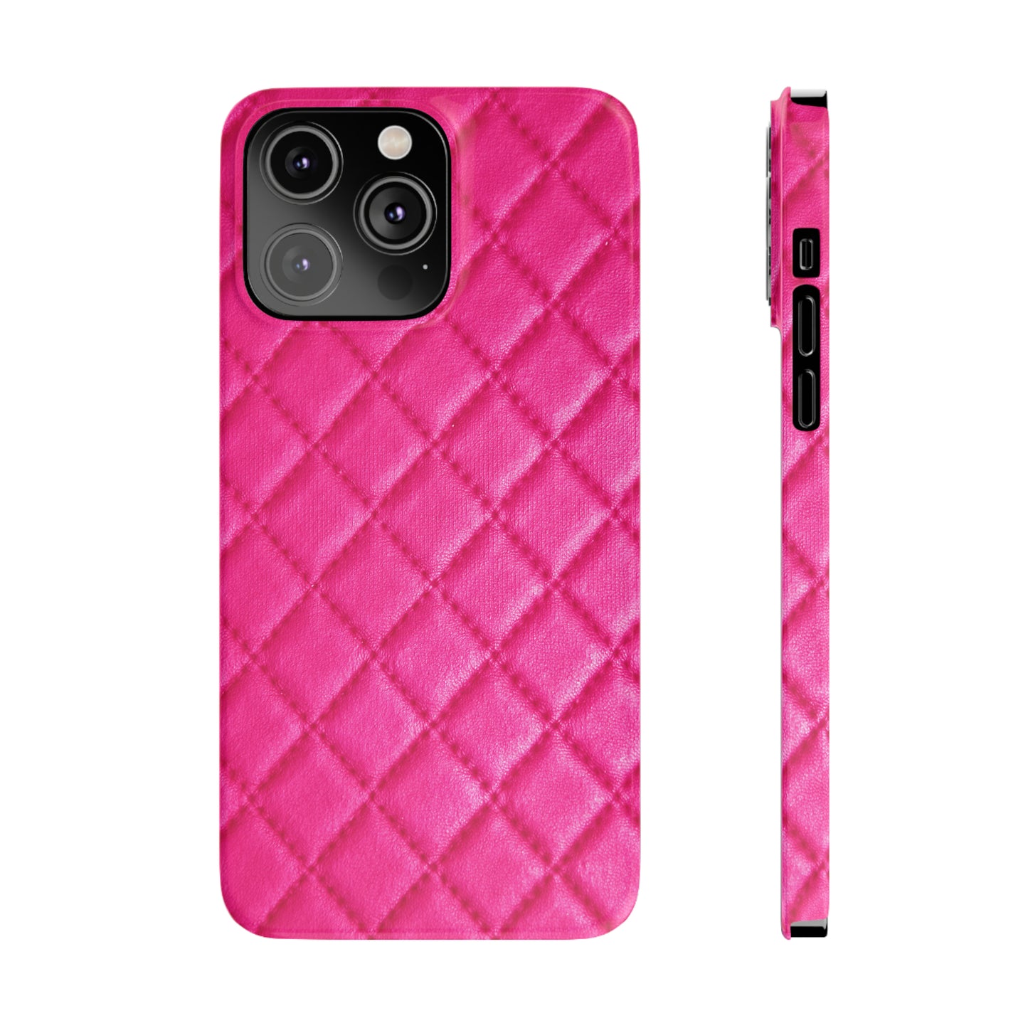 Pink Quilted Design Iphone 15-12 Slim Phone Case