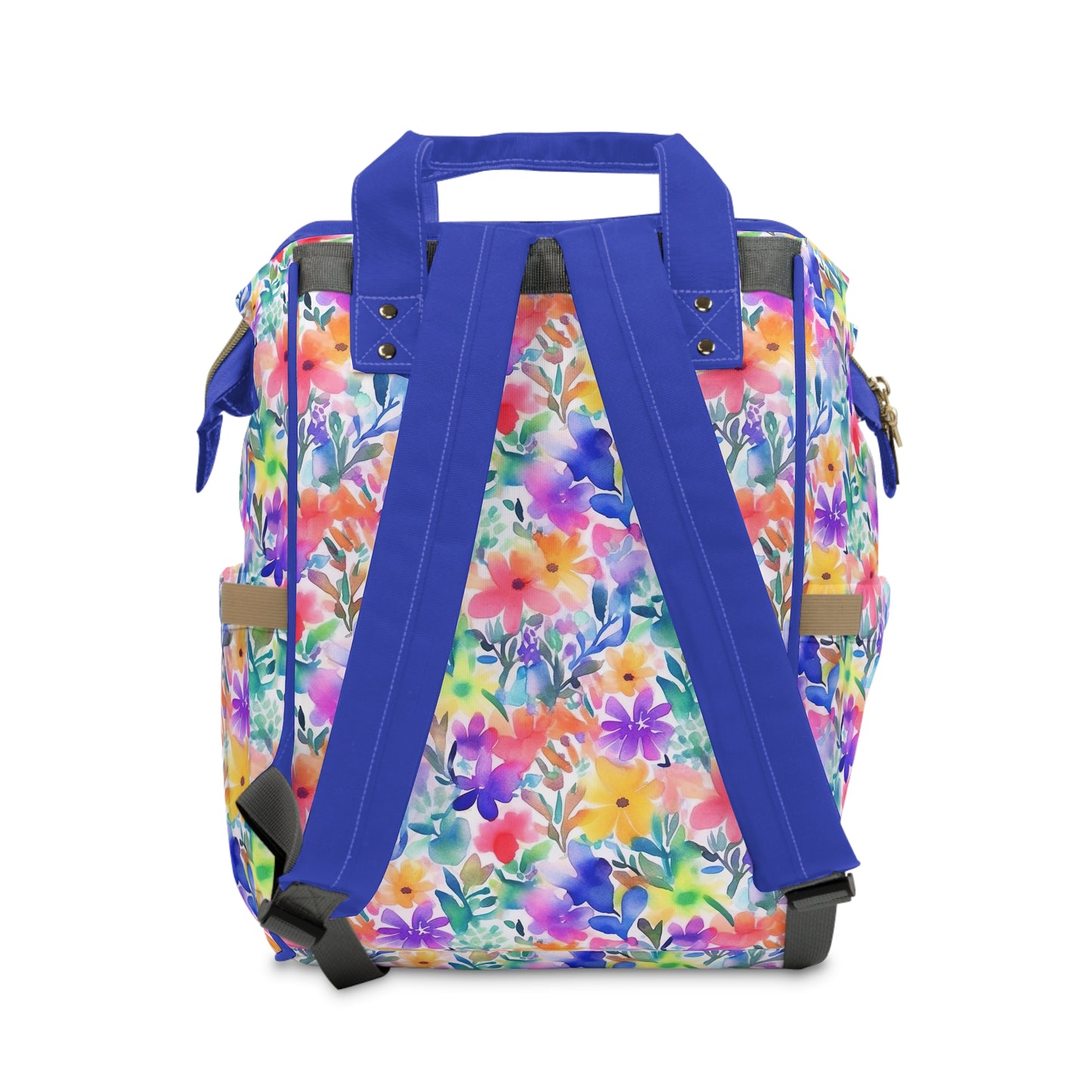 Radiant Watercolor Blooms: Bright and Vivid Floral Design Multifunctional Diaper Backpack