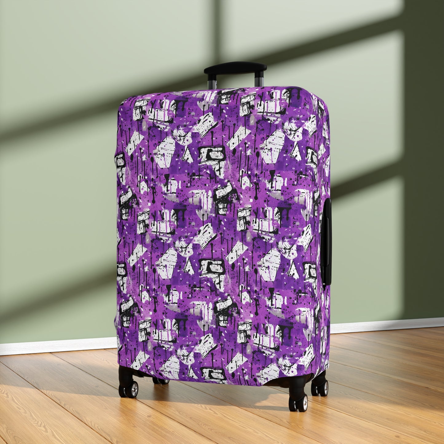 Black, White and Purple Graffiti Abstract Art  - Luggage Protector and Cover 3 Sizes