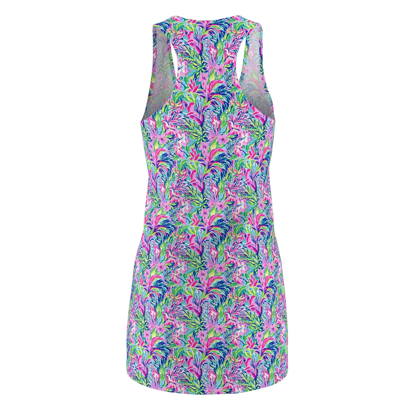 Tropical Serenity: Pink, Green, and Blue Watercolor Floral Delight Women's Racerback Dress XS - 2XL