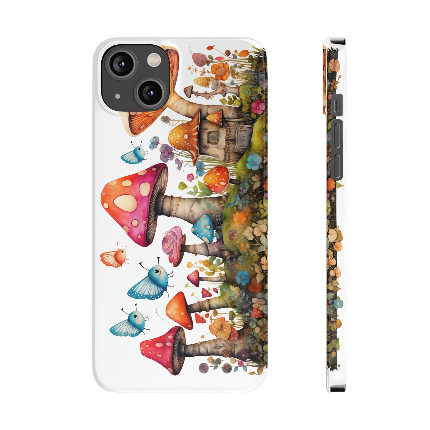 Enchanting Mushroom Cottage Adorned with Butterflies and Toadstools Iphone 15-12 Slim Phone Case