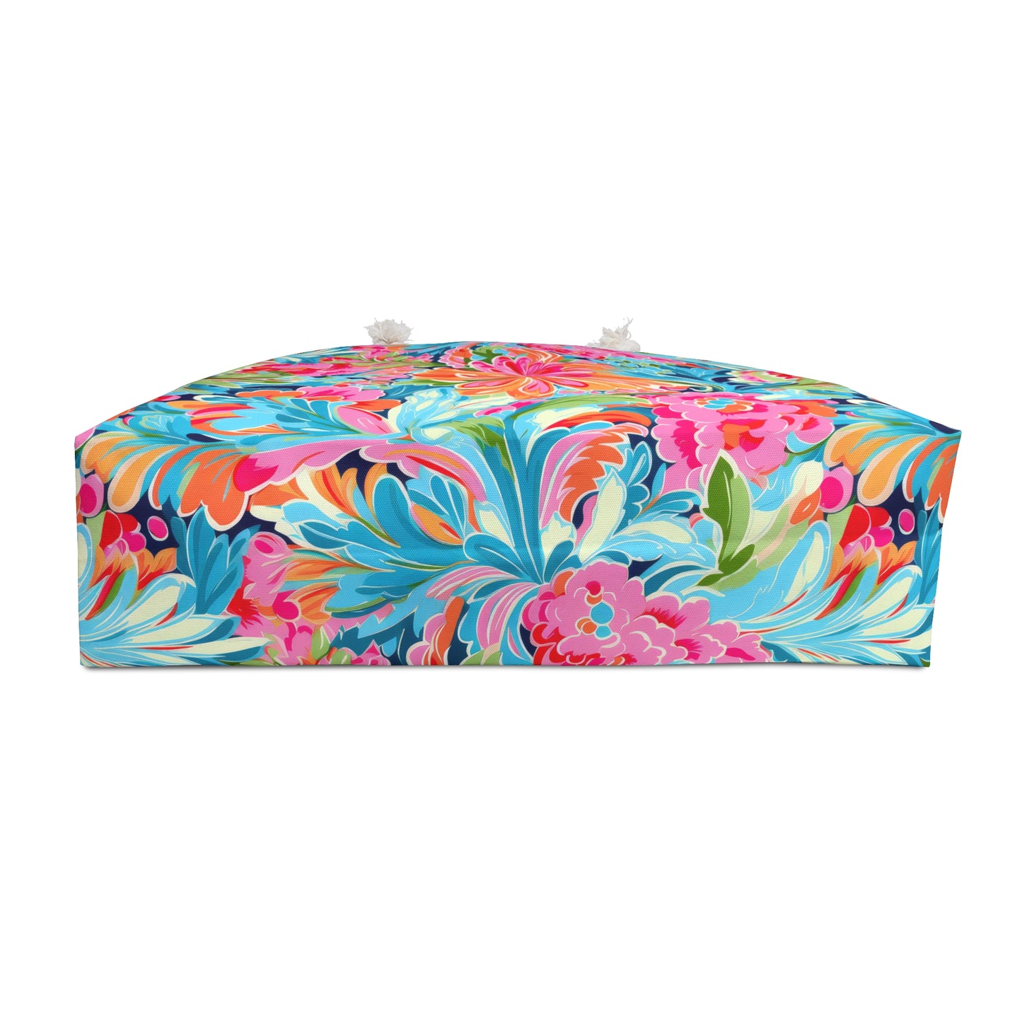 Tropical Radiance: Bursting Summer Blooms in Teal, Orange, and Pink Oversized Weekender Bag