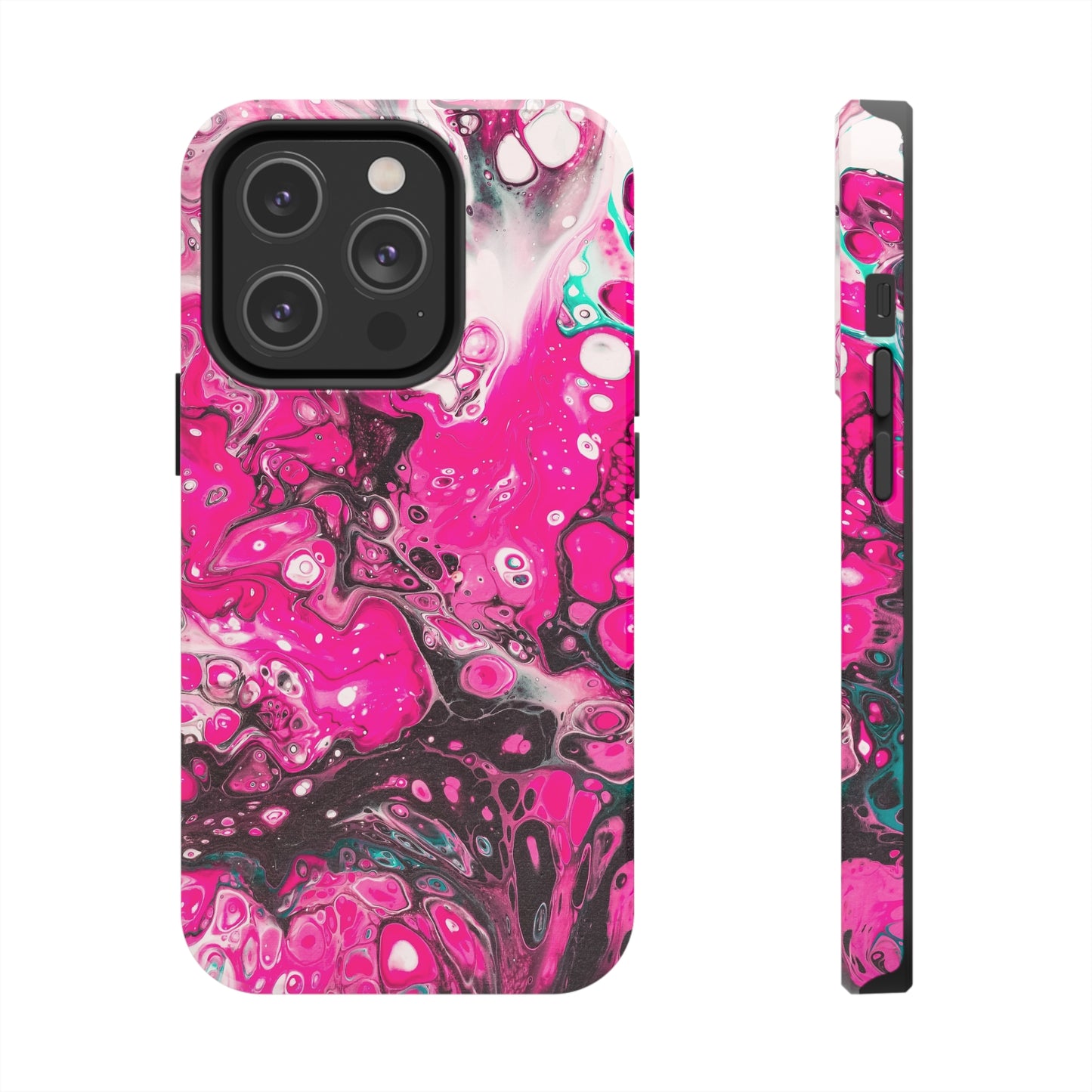 Pink, Black and White Alcohol Ink Design Iphone Tough Phone Case