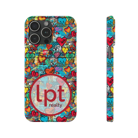 LPT Realty Logo -  Street Art Graffiti Hearts Design Iphone 15-12 Slim Phone Case