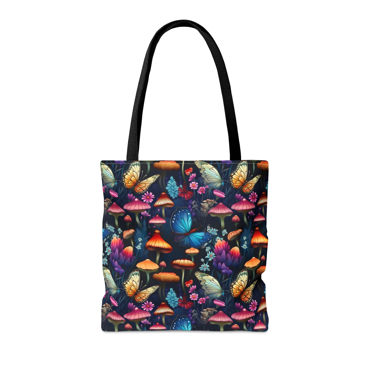 Mystical Butterflies and Mushroom Nighttime Garden - Canvas Tote 3 Sizes