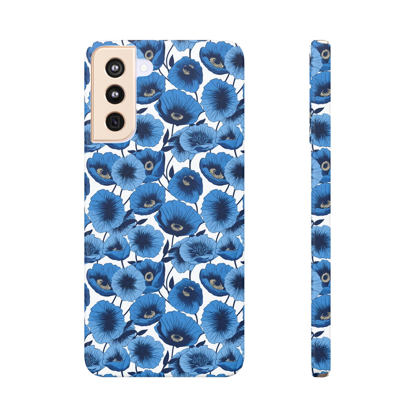 Vivid Blooms Bright Blue Poppies Design Samsung Slim Cases