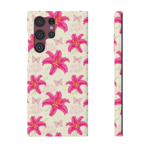 Large Lilies and Butterflies Samsung Slim Cases