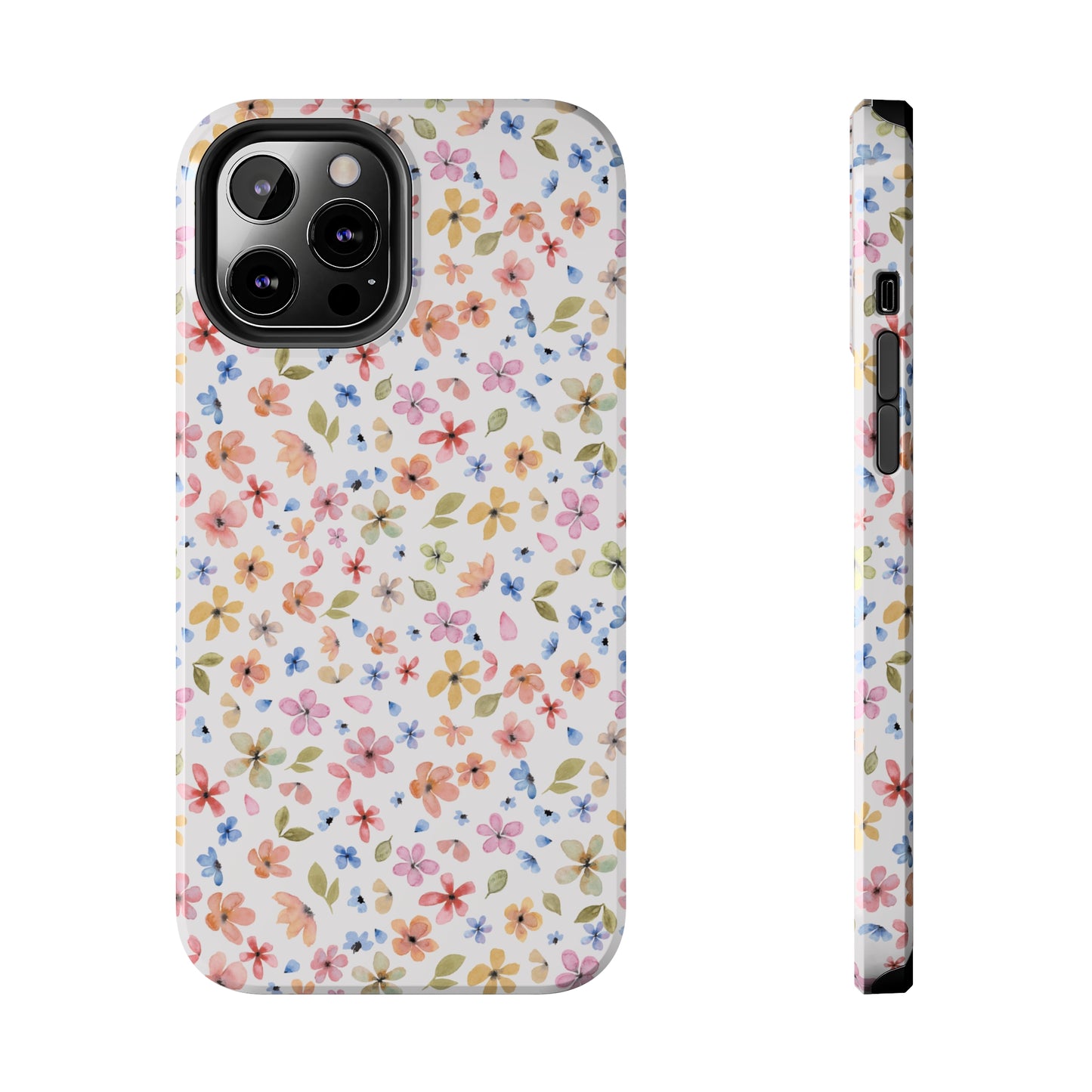 Tiny Pink, Yellow and Blue Flowers Iphone Tough Phone Case