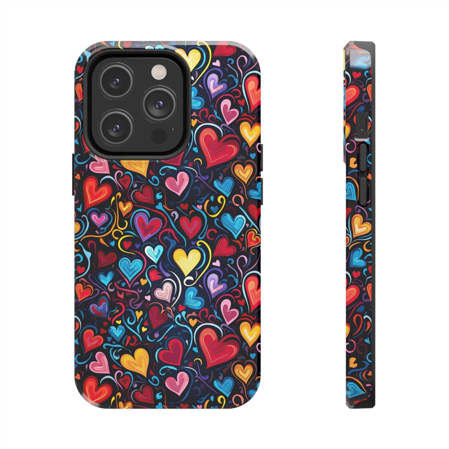 Whimsical Colorful Heart Design Iphone Tough Phone Case