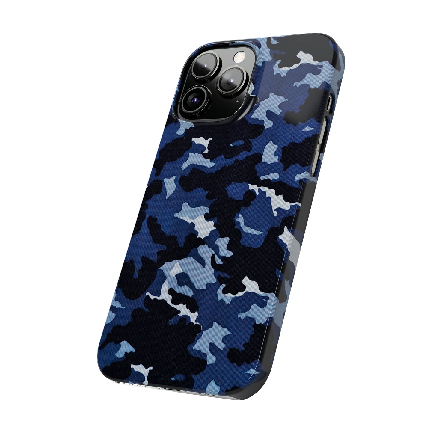 Deep Sea Concealment: Navy Blue Camouflage Iphone 15-12 Slim Phone Case