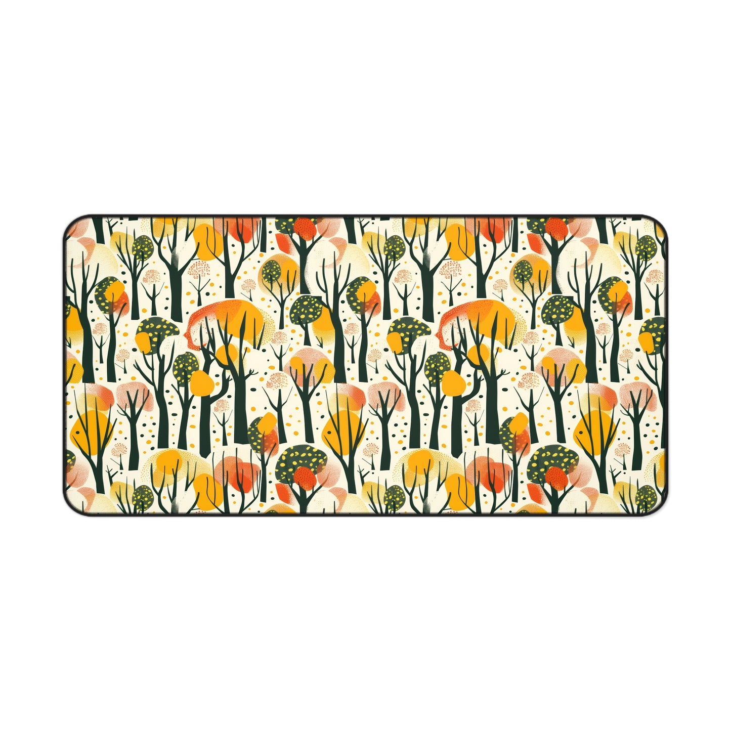 Enchanted Forest of Yellow and Orange Trees on a Speckled Cream Background Extended Gaming Mouse Pad Desk Mat - 3 Sizes