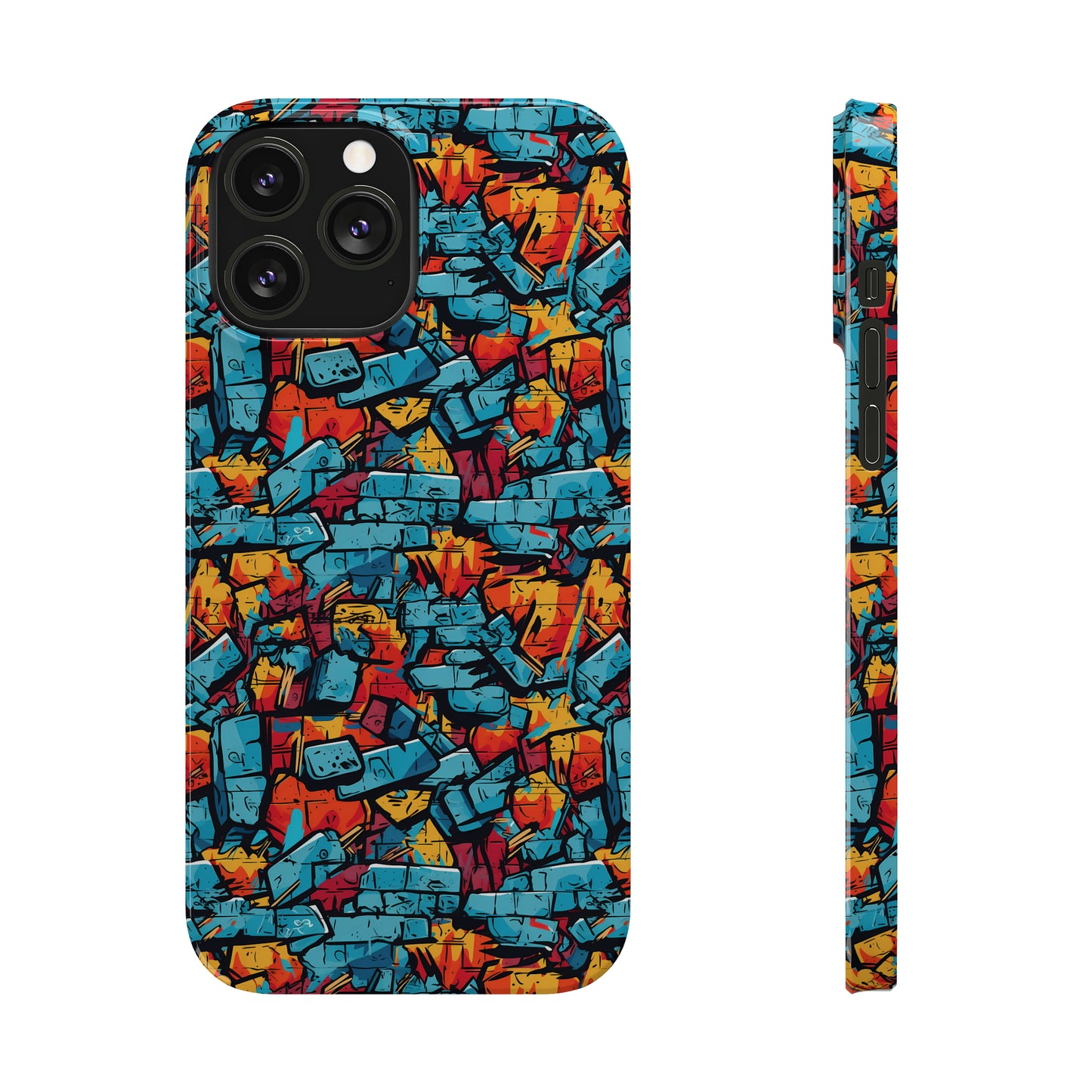 3D Brick Wall Graffiti Design Iphone 15-12 Slim Phone Case