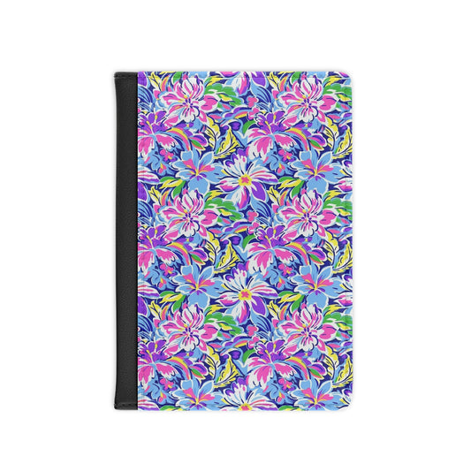 Tropical Burst: Vibrant Summer Flowers in Full Bloom - Passport Cover Faux Leather RFID Blocking