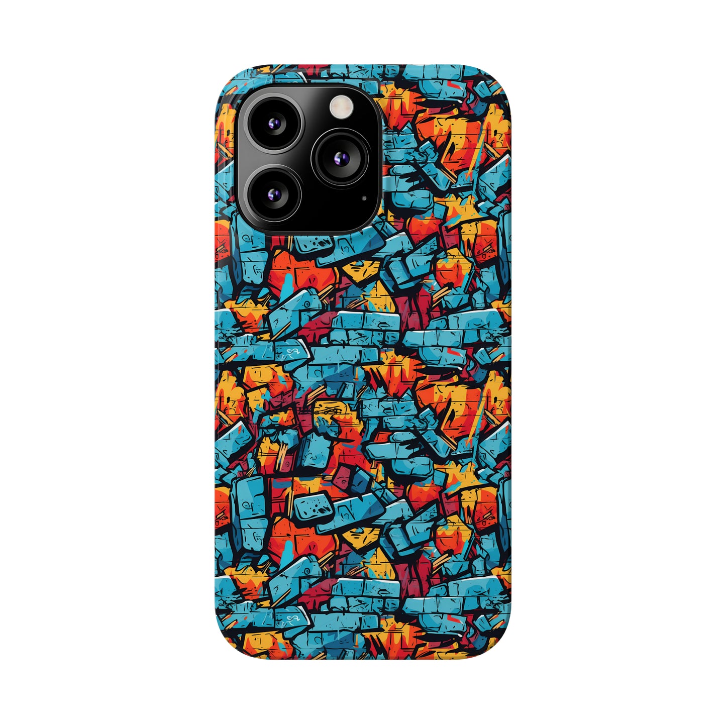 3D Brick Wall Graffiti Design Iphone 15-12 Slim Phone Case