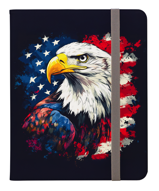 Majestic Eagle American Against a Vivid Flag Backdrop Protective iPad Pro 11 & Pro 12.9 Protective Case and Pencil Holder