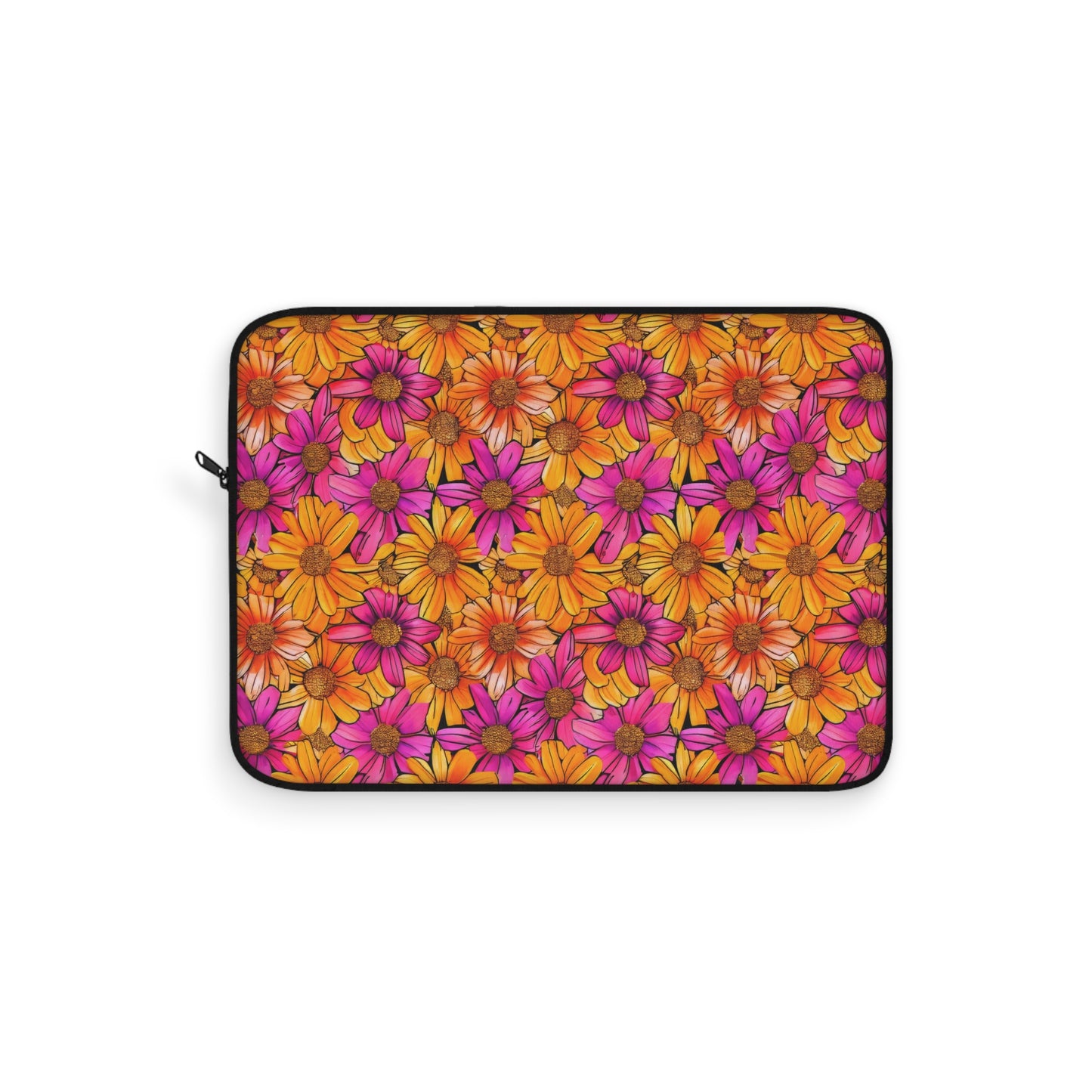 Vibrant Daisy Delight with Bold Orange and Pink Flowers Laptop or Ipad Protective Sleeve 3 Sizes Available