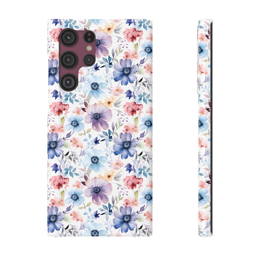 Pastel Pink Purple and Blue Watercolor Flowers Samsung Slim Cases