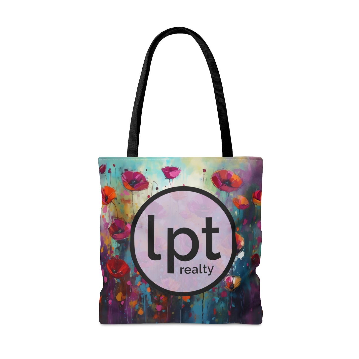 LPT Realty Logo on Field of Pink Wildflowers - Canvas Tote 3 Sizes