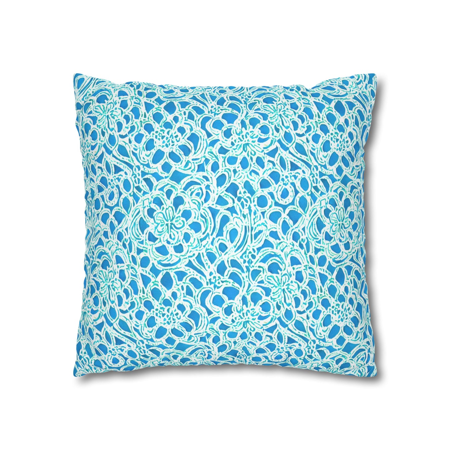 Luminous Swirls: Abstract Watercolor Floral Patterns in Lime Green and Blue Spun Polyester Square Pillowcase 4 Sizes