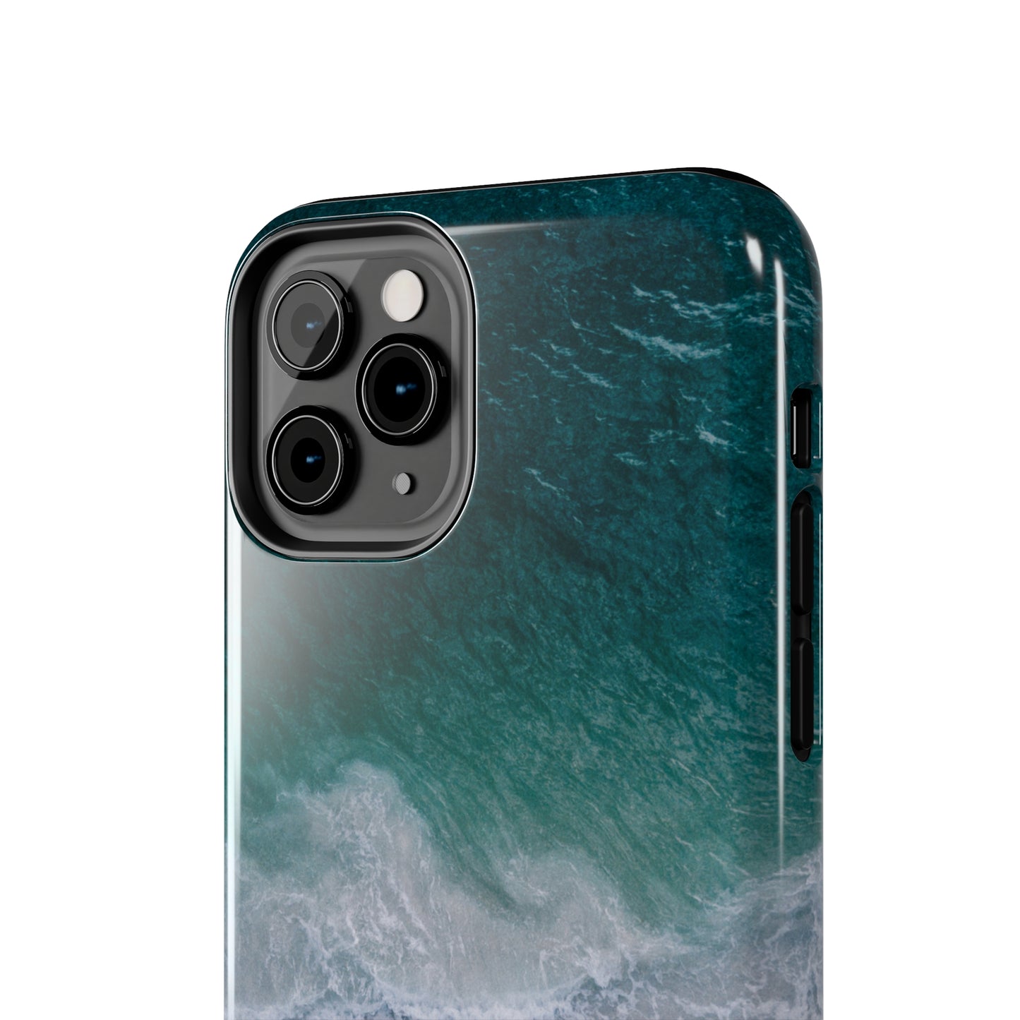 Ocean's Embrace: Deep Green Waters with White Waves Crashing onto the Beach Design Iphone Tough Phone Case