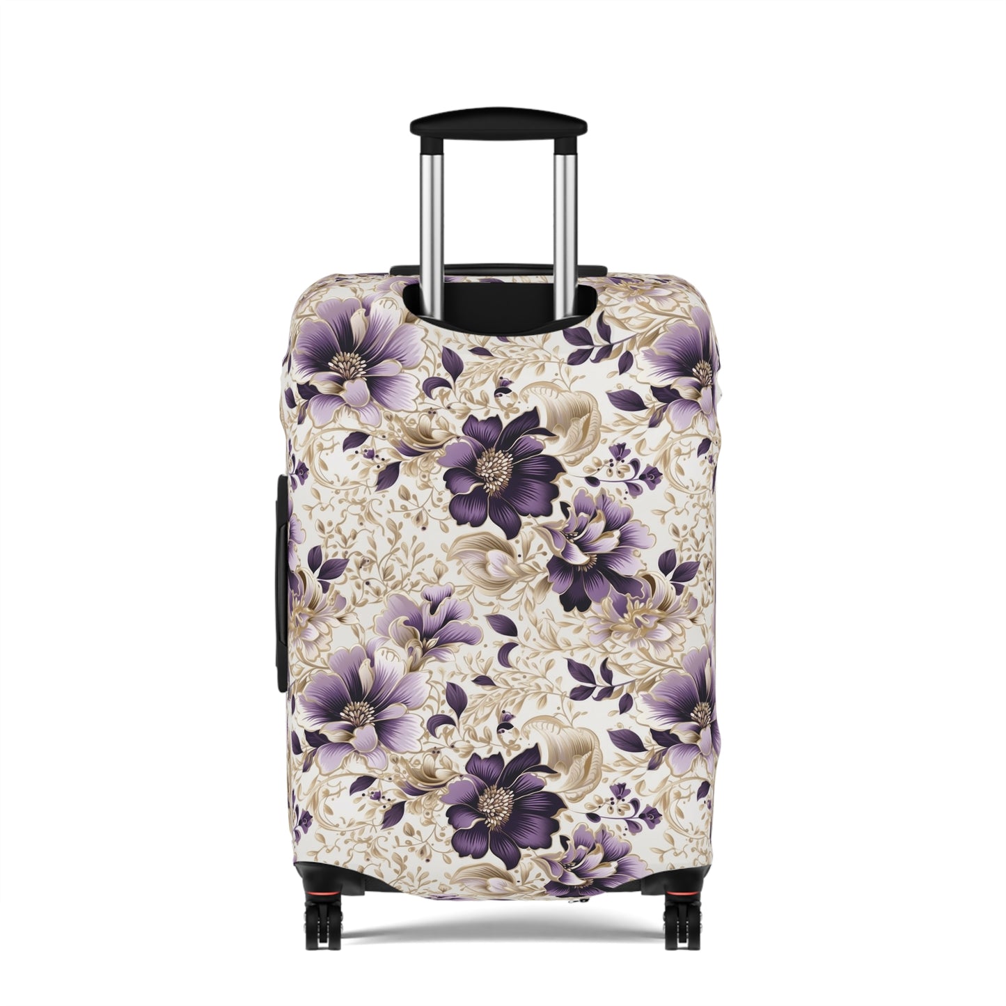 Purple Majesty: Watercolor Floral Design with Gold Foliage Accents  - Luggage Protector and Cover 3 Sizes