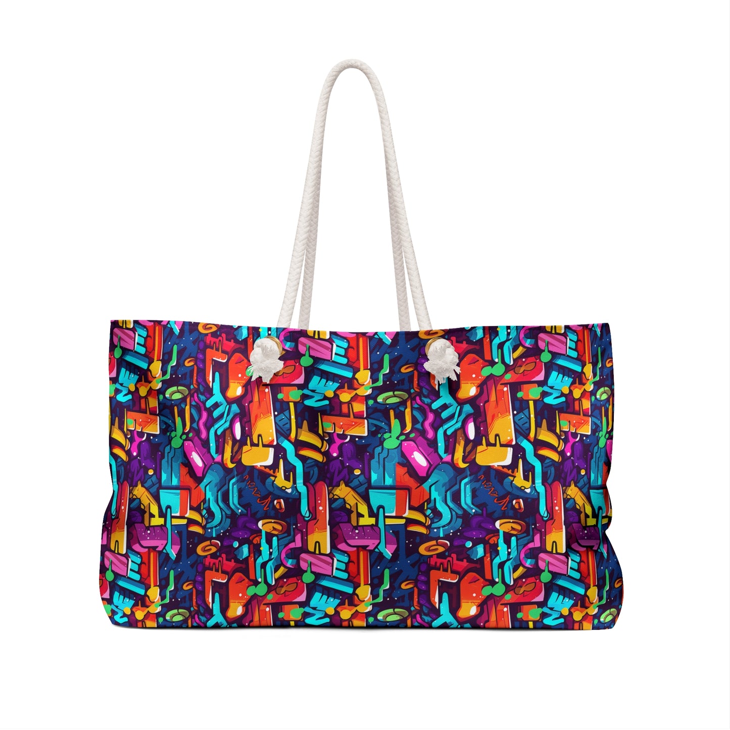 3D Abstract Colorful Street Graffiti Art Design  - Weekender Oversized Canvas Tote Bag 24" × 13"