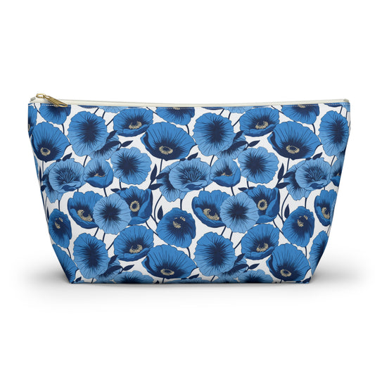 Vivid Blooms Bright Blue Poppies Design - Makeup & Accessory Bag 2 Sizes