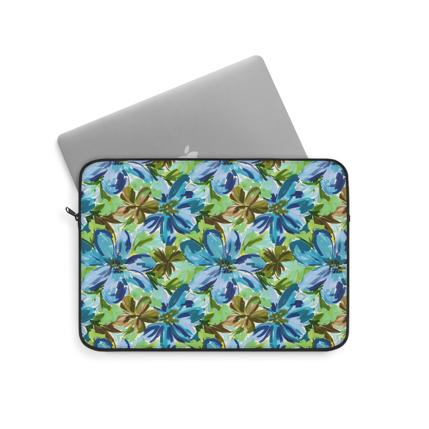 Tranquil Earth Tones: Watercolor Flowers in Blue, Brown, and Green Hues Laptop or Ipad Protective Sleeve 3 Sizes Available