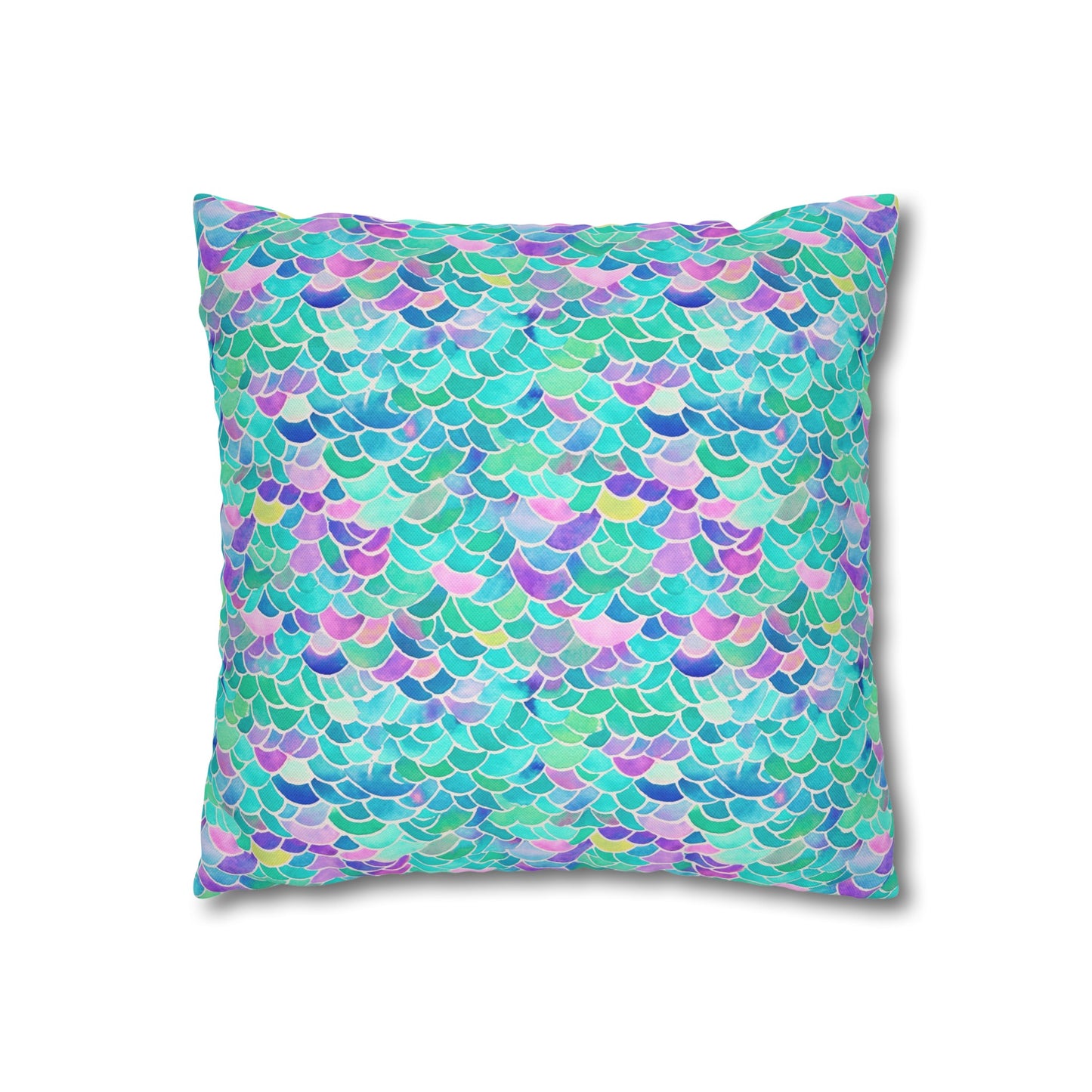 Pastel Seas: Mermaid Tail in Enchanting Pastel Hues Spun Polyester Square Pillowcase 4 Sizes